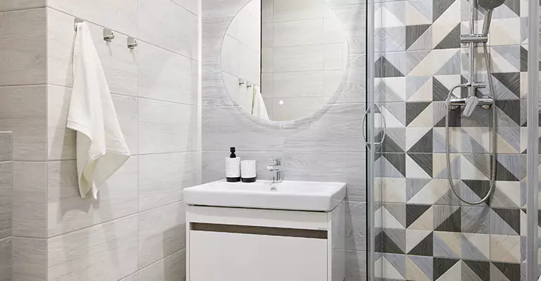 Modern Small Bathroom Walk-In Shower Remodel in Pittsburgh